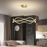 600MM Gold LED Curvy Profile Chandelier Lamp - Warm White