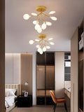 9 Lights Firefly Gold Metal Ceiling Frost Led Ceiling Hanging Light - Warm White - Ashish Electrical India