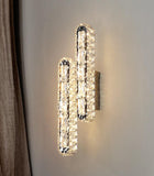 2 Light Led Tube Glass Long Lean Crystal Gold Metal Wall Light - Warm White