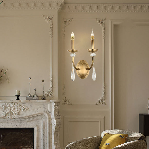 2 Light Vintage Brass Gold Italian Wall Light for Living Room Drawing Room Bedroom - Warm White