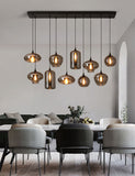 10 LIGHT Black SMOKEY GLASS CHANDELIER CEILING LIGHTS HANGING - WARM WHITE