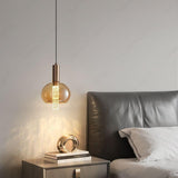 Amber Glass Crystal Pendant Light for Bedside Hanging Light