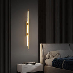 800 MM LED Stainless Steel Electroplated Gold Long Sleek Tube Wall Light - Warm White