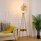 Gold Fairy Light Glass Metal Floor lamp with Table Living Room Standing lamp