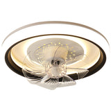 500MM Round Black Low Height Ceiling Light with Fan LED Chandelier - Warm White