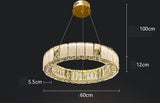 600 MM Crystal Golden LED Ring Chandelier Light for Living Room Round Dining Room - Warm White