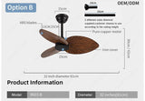 32 Inch Wind Wooden Palm Leaf ceiling fan remote Controlled - Dark Wood