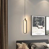 led Light Modern Black Oval Pendant Lighting Ceiling Lights - Warm White