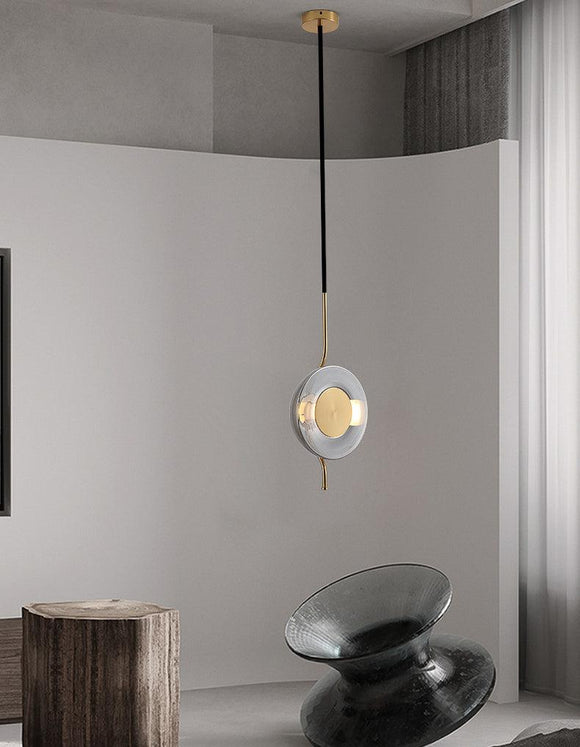 1 Light LED Grey Glass Black Gold Pendant Ceiling Light - Warm White - Ashish Electrical India