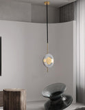 1 Light LED Grey Glass Black Gold Pendant Ceiling Light - Warm White - Ashish Electrical India
