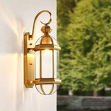 Outdoor Wall Light Fixture Brass Gold Exterior Wall Waterproof Lights Wall Mount with Glass Shade - Warm White