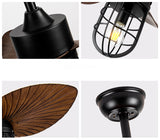 36 INCH 3 BLADE INDUSTRIAL WIND LAMP CEILING FAN REMOTE CONTROLLED WITH LIGHT - DARK WOOD