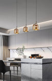 3 Led Light Amber Champagne Glass Pendant Ceiling Hanging Light - Warm White - Ashish Electrical India