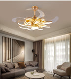 GOLDEN RINGS CEILING FAN CHANDELIER WITH REMOTE CONTROL 4 RETRACTABLE ABS BLADES - WARM WHITE