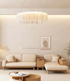 500 MM Feather Glass LED Chandelier for Living Dining Room Light- Warm White