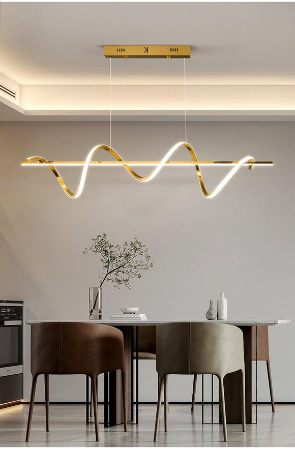 Gold Electroplated LED Pendant Chandelier Twisty Curl Lights Dining Room Lamp - Warm White - Ashish Electrical India
