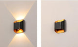 2 LED Outdoor Black Gold Wall Gate Lamp Up and Down Wall Light Waterproof (Warm White) - Ashish Electrical India