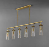 6 Light Brass Antique Gold Crackle Amber Glass Chandelier Ceiling Lights Hanging - Warm White - Ashish Electrical India