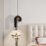 led Black Rose Gold Crystal Pendant Light Bedside Hanging Corner Light - Warm White