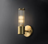 1 Light Led Tube Glass Long Slim Crystal Gold Metal Wall Light - Warm White