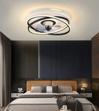 500 MM Black White Low Ceiling Light with Fan LED Chandelier - Warm White