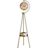 Gold Fairy Light Glass Metal Floor lamp with Table Living Room Standing lamp