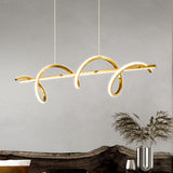 Gold Electroplated LED Pendant Chandelier Twisty Curl Lights Dining Room Lamp - Warm White