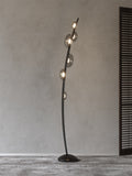 Black Leather Floor lamp Living Room Light with Tinted Glass for Home Lighting Standing lamp - Warm White