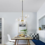 LED Round Gold Transparent 4 Clear Glass Pendant Lamp Ceiling Light - Warm White