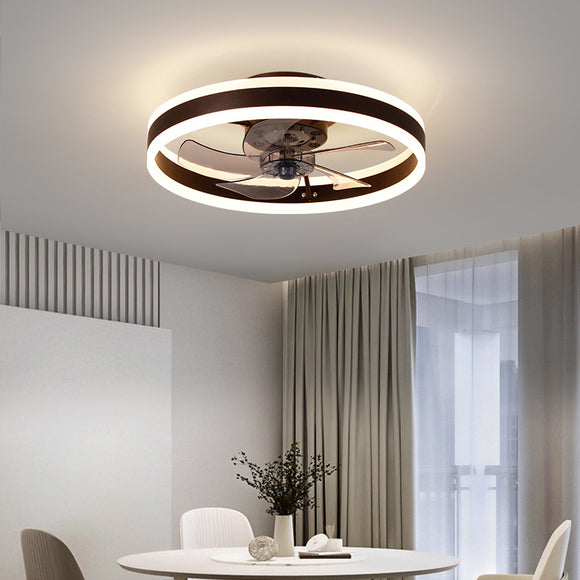 500 MM Black Low Ceiling Light with Fan LED Chandelier - Warm White