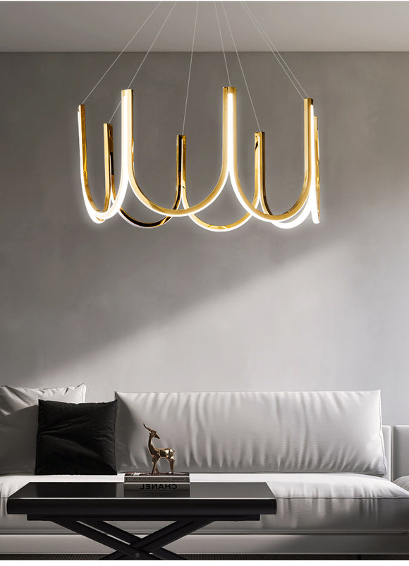 600 MM Gold Metal LED Chandelier Hanging Suspension Lamp - Warm White
