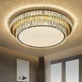 800 MM GOLD K9 CRYSTAL 3 LAYERS LED CHANDELIER LAMP for Drawing Room - WARM WHITE