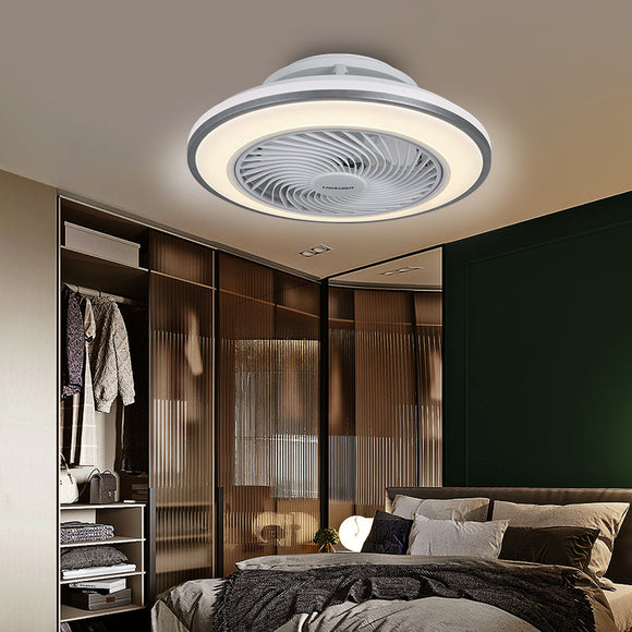 500 MM Round Grey Mesh Ceiling Light with Fan LED Chandelier - Warm White