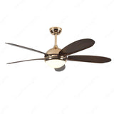 52 Inch 5 Blade Wind lamp Gold ceiling fan remote Controlled - Dark Wood