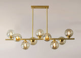 10 Light French Gold Amber Glass Chandelier Ceiling Lights - Warm White