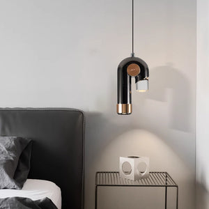 led Black Rose Gold Crystal Pendant Light Bedside Hanging Corner Light - Warm White