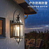 Outdoor Wall Light Fixture Black Gold Wall Waterproof Lights Glass Shade