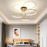 3 Light Round Gold Glossy Metal Modern LED Chandelier Lamp - Warm White