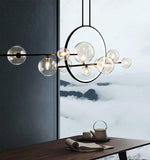 10 Light Black Clear Glass with Ring Chandelier Light Hanging - Warm White