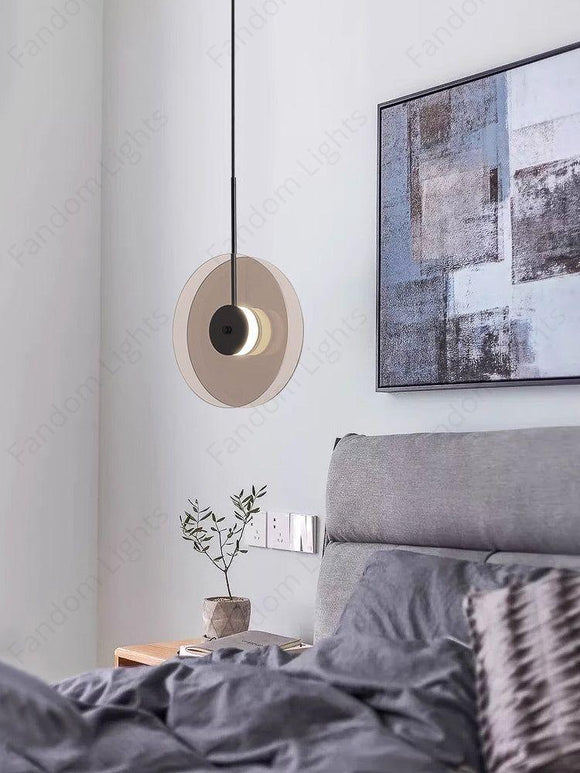 1 Light LED Glass Smokey Color Black Pendant Ceiling Light - Warm White