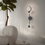 500MM LED Black Long 3 Rings Wall Light - Warm White