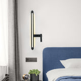 LED Black Long Bedside Wall Light with Spot - Warm White