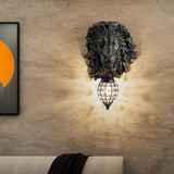 Lion Wall Lamp Art LED European Creative Wall Lamp Bedroom Bedside Lamp - Black