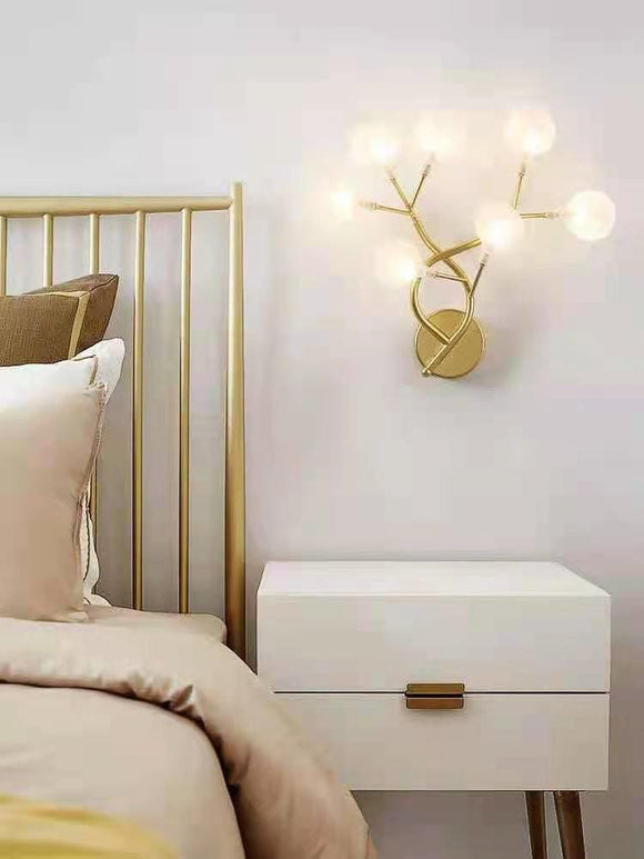 9 LED Lamp Firefly Frosted Gold Wall Light - Warm White