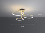 3 Light Round Gold Glossy Metal Modern LED Chandelier Lamp - Warm White - Ashish Electrical India