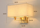 Rectangular Antique Wall Light Electroplated Brushed Brass Fabric Shade - Warm White