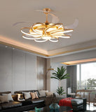 GOLDEN RINGS CEILING FAN CHANDELIER WITH REMOTE CONTROL 4 RETRACTABLE ABS BLADES - WARM WHITE