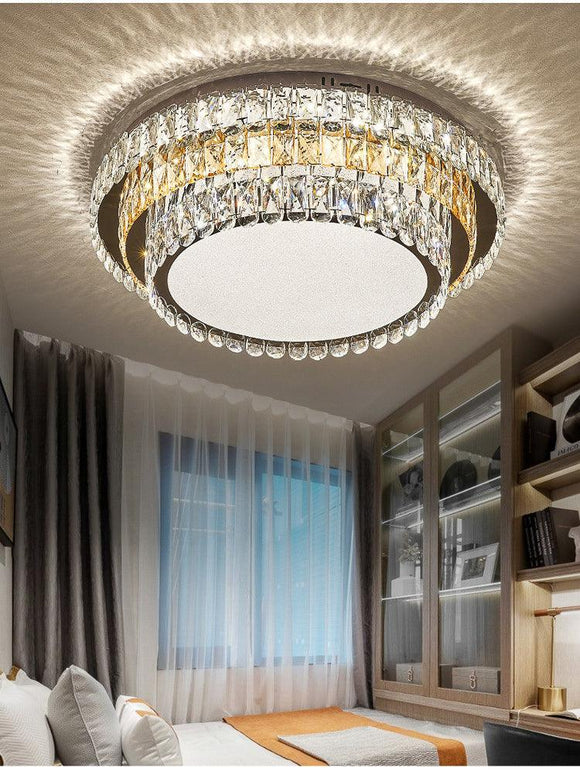 600 MM Gold K9 Crystal 3 Layers LED Chandelier Lamp - Warm White