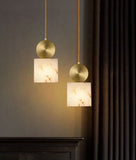led Gold White Stone Hanging Pendant Ceiling Light