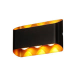 6 LED Outdoor Black Gold Wall Lamp Up and Down Wall Light Waterproof (Warm White)
